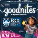 Goodnites Girls' Nighttime Bedwetting Underwear, Size S/M (43-68 lbs), 14 Ct