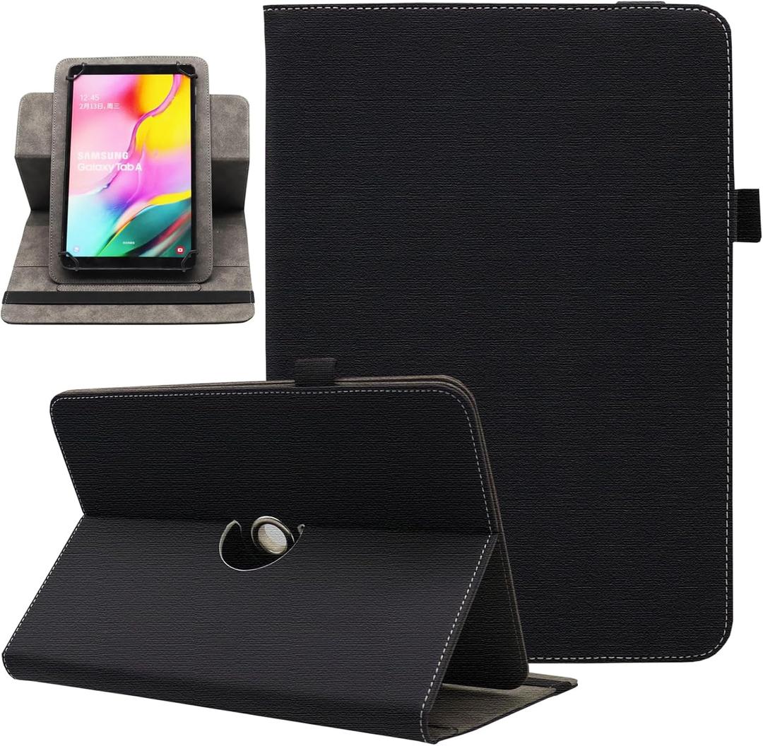 Universal 10 10.1 Inch Android Tablet Case, Nannxiebky 360 Degree Rotating Multi-Angle Viewing Stand Wallet Tablet Case Cover for 10 10.1 Inch and All 9.5" - 10.5" Tablet, Black