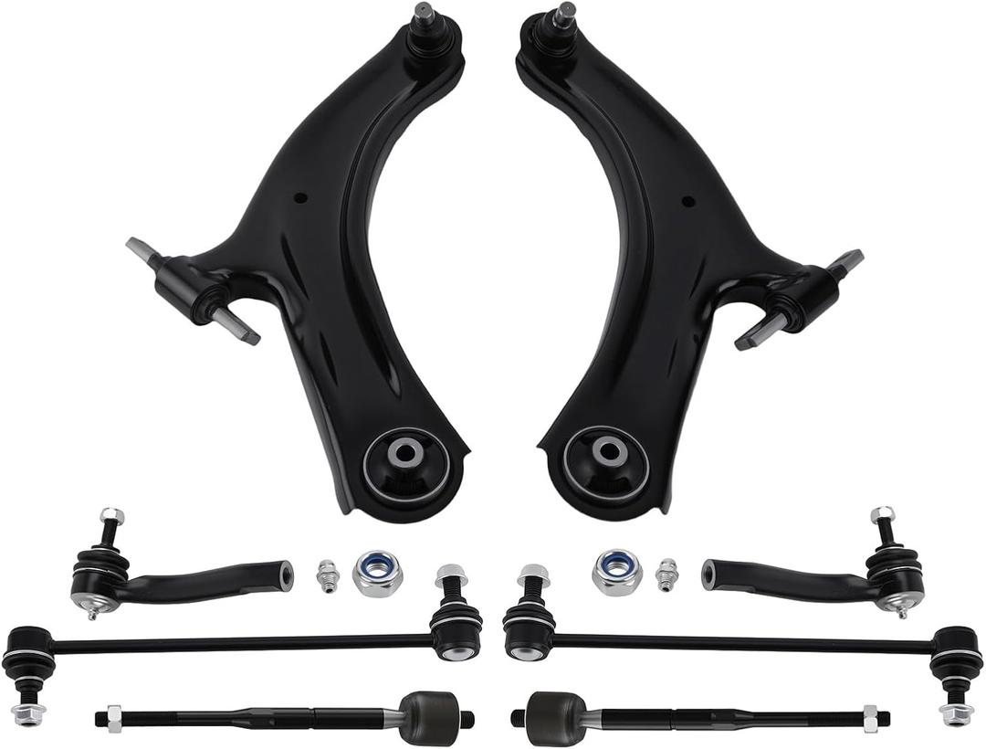 maXpeedingrods 8Pcs Suspension Kit for Nissan Sentra 2007-2012, 2 Front Lower Control Arm 2 Sway Bar End Links 4 Outer & Inner Tie Rod Ends
