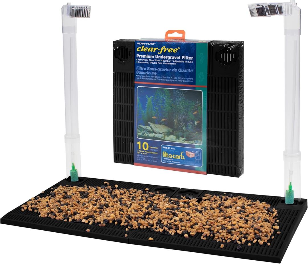 Penn-Plax Undergravel Aquarium Filter for 10 Gallon Tanks  Two 9.5 x 9.5 Plates  Under Gravel System for Clear, Clean Water  Safe for Freshwater and Saltwater Tanks