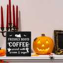 2 x Halloween Decor, Coffee Bar Decorations, Ghost Wooden Decorative Sign, Halloween Kitchen Decor for Desk Table Shelf 5 x 5 Inches