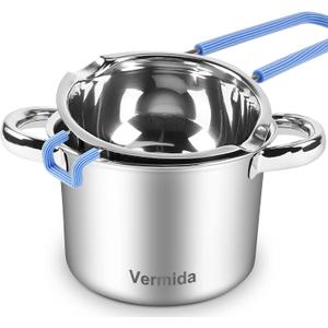 680M Double Boiler Set, 0.7QT Melting Pot and 1600ML/1.7QT Stainless Steel Pot, Insert With Heat Resistant Handle for Chocolate, Butter, Candle, Candy and Soap