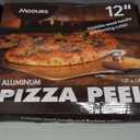 Pizza Peel Aluminum Pizza Spatula, Mooues 12 inch Metal Pizza Paddle(12"x 14")with Rocker Cutter Foldable Wood Handle, [Storage bag included], for Family Pizza Oven Baking Pizza, Dough, Bread & Pastry