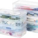 novelinks 9 Pack Plastic Storage Containers Clear Arts & Crafts Storage Boxes & Organizers Stackable Containers With Lids For Organizin (Set 1)