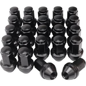 Set of 24, 14x2.0mm 13/16 Hex OEM Factory Style Large Acorn Seat Lug Nuts for 2001-2014 F150 Expedition Navigator Factory Wheels Large Acorn Seat, Black