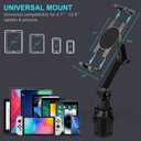 Cup Holder Car Tablet Mount for Truck, 360 Adjustable 15" Long 2-Arm Stand Holder for iPad Pro 12.9/11/10.5/9.7/Air/Mini 6/5/4, Galaxy Tab/Z Fold 6/5/4, iPhone 17/16/Pro, 4.7-12.9" Tab &Phone