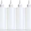 BRIGHTFROM Condiment Squeeze Bottles, 12 OZ Empty Squirt Bottle with Twist Top Cap, Leak Proof - Great for Ketchup, Mustard, Syrup, Sauces, Dressing, Oil, Arts and Crafts, BPA FREE Plastic - 4 PACK