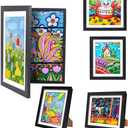 Kids Artwork Frames Changeable - Front Opening Holds 150, Children Art Projects, 10x12.5 Picture Frame for Display, With Storage (Black)