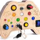 Busy Board with led Light,Switch Board,Montessori Toys for 1+ Years Old, Wooden Sensory Travel Toy for Toddlers 1-3.