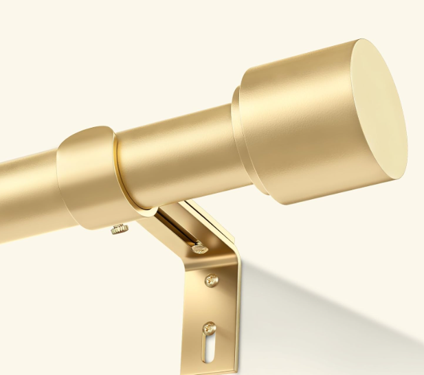 GEEBOBO Gold Curtain Rods for Windows 28 to 48 Inch, 1 Inch Adjustable Heavy Duty Easy Install Curtain Rods Set for Outdoor, Patio, Farmhouse, Bedroom, Living Room (Gold, 30"-60")