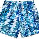 Mens Mesh Floral Shorts Art Print Butterfly Graphic Lightweight Casual Loose Designer Knee Length with Pockets (Blue, L)