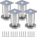 Furniture Legs,4 Inch Stainless Steel Sofa Replacement Legs,Adjustable Cabinet Feet for Cupboard Cabinet Sofa Couch,Pack of 4,Silver