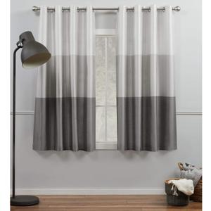 Exclusive Home Chateau Striped Faux Silk Grommet Top Curtain Panel Pair, 54"x63", Black Pearl