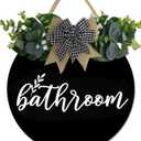 Bathroom Wall Decor,Bathroom Sign,Rustic Round Wooden Wreath Sign,Bathroom Wooden Wall Sign for All The Seasons (12 Inch, D13)