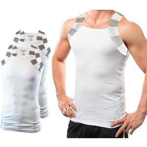 Different Touch 2 Pack Men Square Cut Two Tone Trim Tank Top