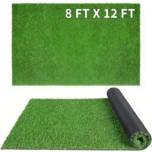 XLX TURF 8FT X 12FT Outdoor Artificial Turf Grass Rug, Thin Green Grass Carpet Flooring Mats Decor Patio, Backyard, Dog Pets Fake Grass Pads