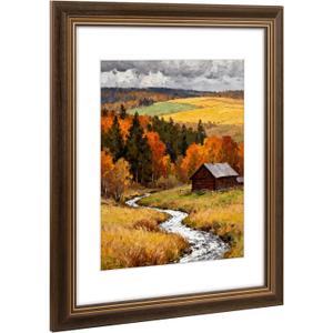 Golden State Art 14x18 Picture Frame Brown Gold Trim Fits 11x14 In Photos, 14x18-1 Pack