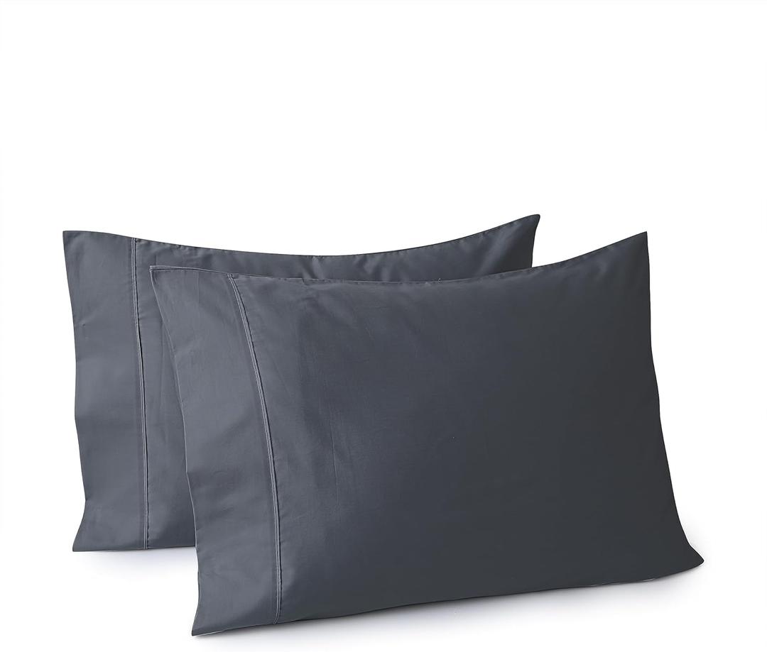 100% Egyptian Cotton Pillow Cases Set of 2, King Size 400 Thread Count Cooling Pillowcases, Soft and Breathable Pillow Covers with Envelope Closure, 20x36 Inches (King, Dark Grey)