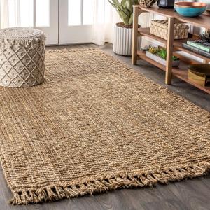 JONATHAN Y Handwoven Jute Fringe Natural Indoor Area Rug, 6x9, Pata, Bohemian, Rustic, Cottage, Easy-Cleaning for Living Room, Bedroom, Kitchen, Non-Shedding (NRF103A-6)