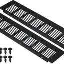 PATIKIL 12 x 3 Inch Door Air Vent Cover, 2pcs Aluminum Grille Ventilation Cover Louvered with Mounting Screws for Cabinet Wardrobe Door, Black