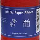 Raffia Ribbon for Gift Wrapping, Packing Paper Twine Ribbon, Craft Ribbon for Crochet - 1/4'' Wide, 109 Yards, Red (109 Yards, Red)