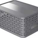 WYT Weave Storage Organizer Baskets, Grey 6-Pack Plastic Woven Baskets, 10.1" x 7.55" x 4.1"