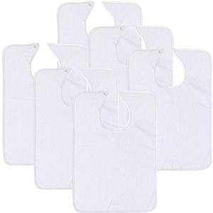 6 Pack White Adult Terry Bibs