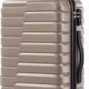 Coolife Carry On Luggage Airline Approved with Spinner Wheels, Hard Shell Suitcase TSA Lock Lightweight Travel Luggage 20-inch,Brown