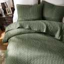 WDCOZY Olive Green Cross Stitch California Cal King Size Quilt Set, Oversized Striped Lightweight Soft Bedspread, Channel Farmhouse Rustic Coverlet, All Season Country Bedding, Thin Comforter