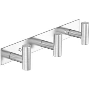 HUFEEOH Coat Hooks Wall Mount, Stainless Steel 3 Hooks Wall Hooks T Shaped Coat Hanger Wall Mount, Heavy Duty Silver Towel Hooks Purse Rack for Hanging