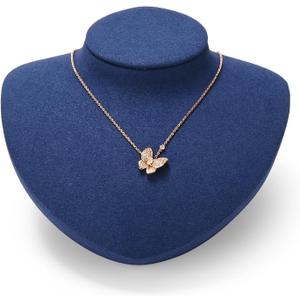Microfiber Jewelry Bust Display Necklace Pendant Small Jewelry Necklace Display Stand for Showcase(Blue)