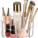 Masirs Small Rotating Makeup Organizer - A Mini Yet Spacious Cosmetic Storage Solution with Multiple Compartments. The Perfect Spinning Make-Up Caddy for Vanity or Bathroom Counter. (Round - Clear)