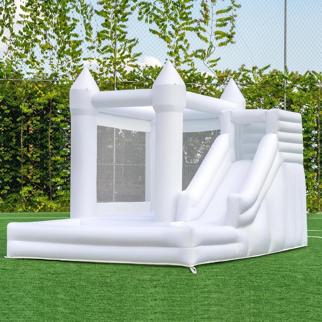 12FTx8.5FT Oxford Bounce House Medium to Large White Bounce House Inflatable Castle with Slide and Ball Pool Suitable for Active Kids The Perfect Product for Party/Festival Decoration and Photography, 12.5FT