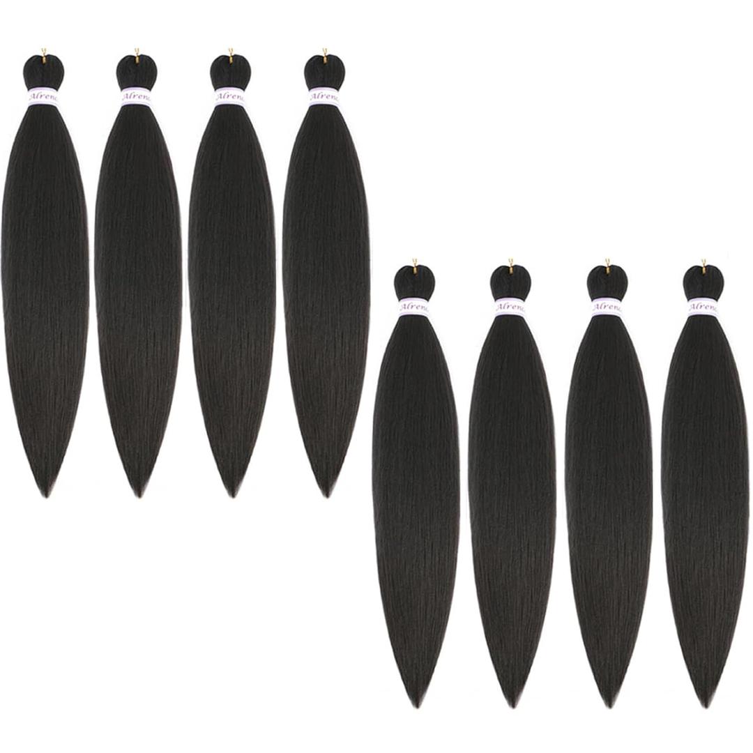 Alrence Pre Stretched Braiding Hair Long Braid 20 Inch 8 Packs Professional Braiding Hair Extensions Synthetic Crochet Twist Braids (20 Inch, 4#)