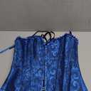 SZIVYSHI Corset Tops for Women, Bustier Shapewear Lingerie, Lace Waist Push Up Bodysuit (Medium, Black and Blue)