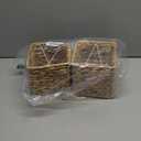 2 Pack Rattan Tissue Box Cover Square, Wicker Tissue Box Holder Facial Tissues Boxes, Hand Woven Square Tissue Box Cover Tissue Holder for Bathroom, Natural