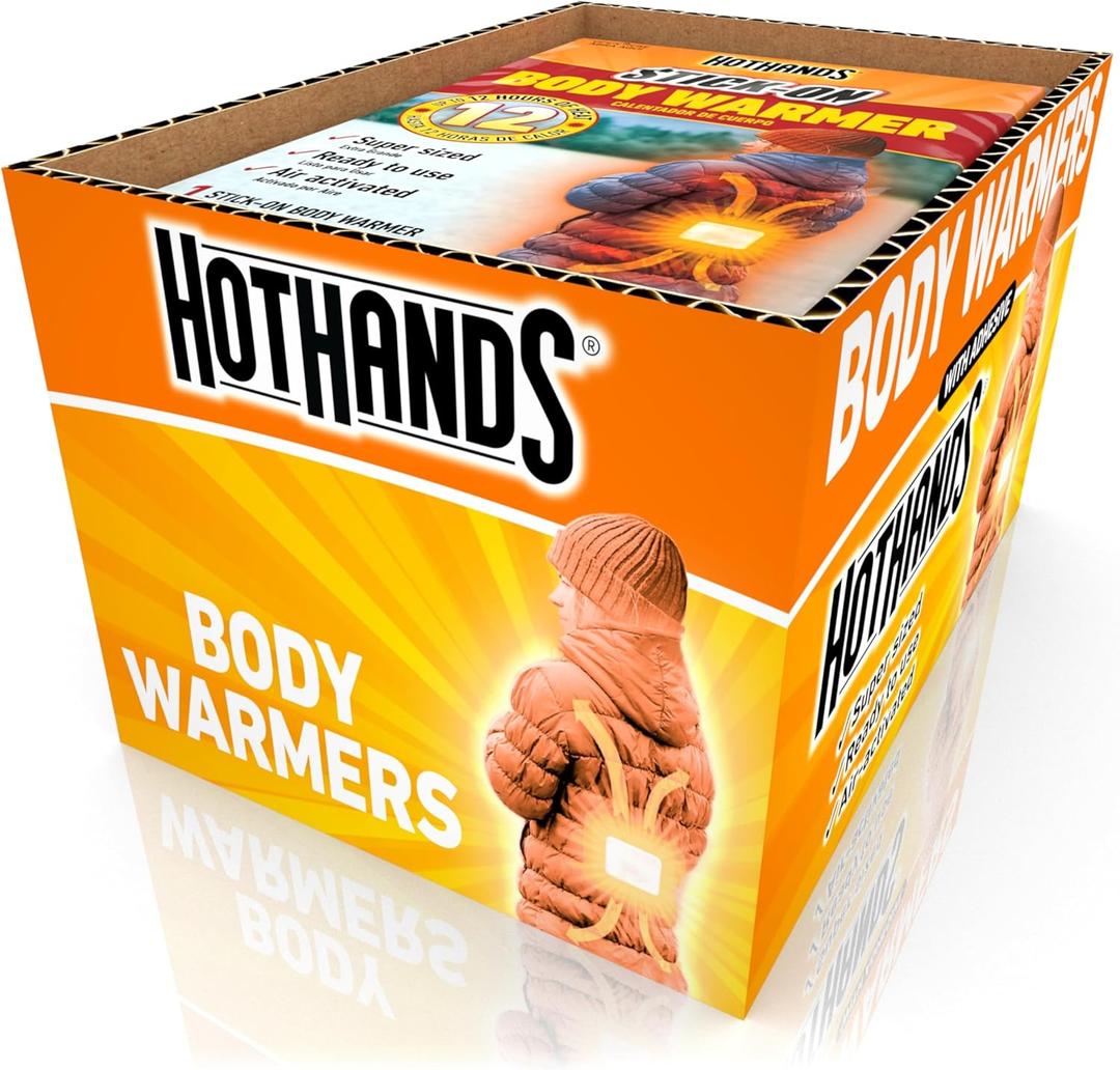 HotHands 12 Hour Adhesive Body Warmers - Bulk Value Pack of Air Activated Warmers - 20 Individual Warmers - Up to 240 Hours of Consistent Heat - On The Go Warmth for Cold Weather Activities (4"x 6")