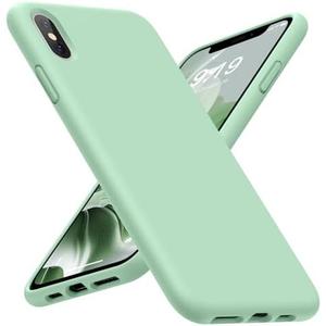Set of 2 Pack, OuXul Case for iPhone X/iPhone Xs case Liquid Silicone Gel Rubber Phone Case, iPhone X/iPhone Xs 5.8 Inch Full Body Slim Soft Microfiber Lining Protective Case (Tea Green)