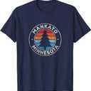 Mankato Minnesota MN Vintage Graphic Retro 70s T-Shirt Navy Blue
