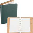 PATIKIL 6 Ring Binder Cover, A7 Leather Notebook Binder Mini Refillable Loose Leaf Personal Planner with 50 Sheets Paper, Green