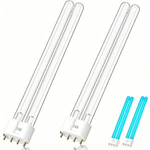 2 Pack 24 Watts UV Light Bulbs, 12.7" 2G11 Base-4 Pin UVC Light Bulb Replacement for Pond Clarifier, Aquarium Clarifier, Koi Fish Pond, Fish Tank, Air Purifier