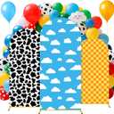 Tingjoo 3 Pcs Cartoon Arch Backdrop Cover Set 6Ft, 6.6Ft, 7.2Ft Cartoon Birthday Party Decorations Polyester Arch Stand Cover for Photo Props Cosplay Wedding Baby Shower Backdrop Decor