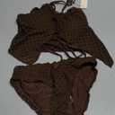 Seamoly Women's Tankini Sets Tie Front Ruffle Bikini Set High Cut Thong Two Piece Swimsuit Floral Gingham Bathing Suit.XS