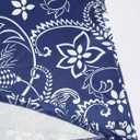 ZAFUL Women's Casual Wide Leg Elastic Waist Drawstring High Waisted Floral Print Palazzo Pant (Blue, S)