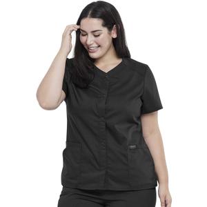 Cherokee Women's V-Neck Scrub Top with Snap Front, 4 Pockets, and 2-Way Stretch Fabric WW622 (M)