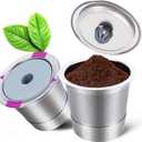 Reusable K Cups 2 Pack with 4 Extra Silicone Seals, Food Grade Stainless Steel Refillable Coffee Pods Compatible with Keurig 1.0/2.0/K-Mini/K-Duo, Eco-Friendly for Home Office Travel