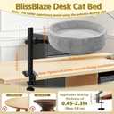 Cat Desk Bed,360° Rotating & Height Adjustable Desk Cat Bed,Space Saving Modern Indoor Cats Nest Furniture Cozy Faux Fur Pet Nest Perch Hammock for Various Desktops,15.7" L*15.7" W*16.9" H,Grey