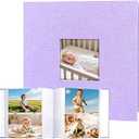 4x6 Photo Album Holds 240 Photos with Writing Space, Linen Cover Picture Book with Front Window for Family Wedding Baby Travel & Graduation Memories, Purple