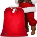 Xuniea 1 Pcs Extra Large Christmas Santa Sacks Velvet 36 x 27 Jumbo Christmas Gift Bags Drawstring Santa Claus Sack Treat Bags Xmas Goodie Wrapping for Coworkers White Elephant Party Favor Toy Store