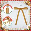 Joottuan Velvet Christmas Bow 5 x 7 inches Rustic Crafts Gift Bows Vintage Velvet Ribbon Wreath Bows for Christmas Tree Home Decor Indoor Outdoor Decoration (48, Khaki)